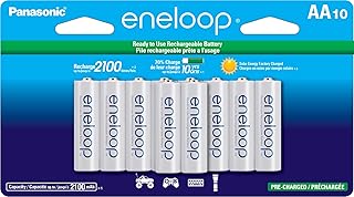 Аккумуляторные батареи Eneloop Panasonic BK-3MCCA10FA AA 2100 циклов, никель-металлгидридные, предварительно заряженные, комплект из 10 батарей.