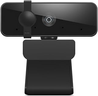 Веб-камера Lenovo Essential Full HD 1080P, двойной микрофон, не требует установки драйверов, USB 2.0, широкоугольный объектив, регулировка наклона, вращение на 360 градусов, черная.