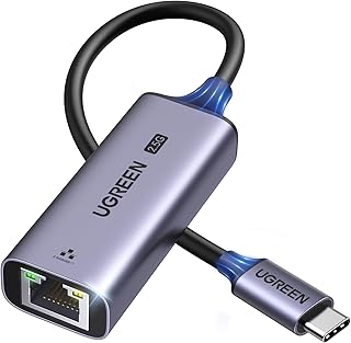 Адаптер UGREEN USB C — Ethernet 2.5G, Ethernet-адаптер для ноутбука, алюминиевый корпус, Type C (совместим с Thunderbolt 4/3) — RJ45 для подключения к сети Интернет, совместим с NAS, MacBook Air/Pro, XPS, iPhone 15 Pro/Max