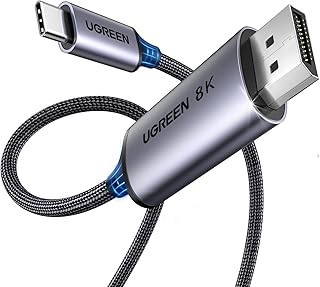 Двунаправленный кабель UGREEN USB C — DisplayPort 1.4 8K@60Hz 4K@240Hz DisplayPort — USB C Thunderbolt 4, алюминиевая оплетка, совместим с iPhone 16 Pro Max, Galaxy S25, MacBook Pro/Air, iPad, XPS 17, длина 6,6 фута.