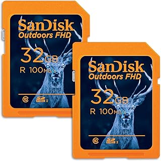 SanDisk 32GB 2-Pack Outdoors FHD SDHC UHS-I Memory Card (2x32GB) - Up to 100MB/s, C10, Trail Camera SD Card - SDSDUNR-032G-GN6V2