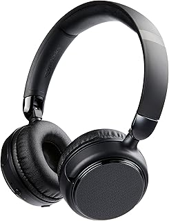 Беспроводные Bluetooth-наушники Amazon Basics с микрофоном, накладные, 35 часов воспроизведения, складные, универсальный размер, удобны для путешествий, черные.