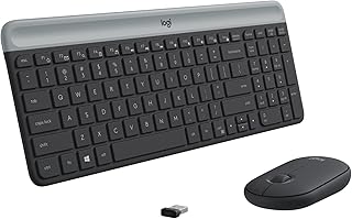 Беспроводная клавиатура и мышь Logitech MK470 Slim — современная компактная раскладка, сверхтихая работа, USB-приемник 2,4 ГГц, подключение по принципу Plug n' Play, совместимость с Windows — графитовый цвет.
