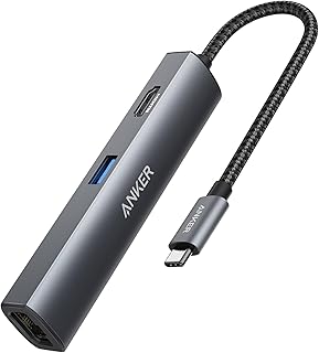 Адаптер-концентратор Anker USB C, 5-в-1 USB C с HDMI 4K, портом Ethernet и тремя портами 3.0, для MacBook Pro, iPad Pro, XPS, Pixelbook и других устройств.