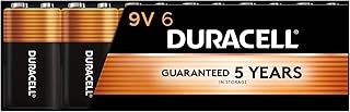 Батарейки Duracell Coppertop 9 В, 6 штук (упаковка из 1 шт.), 9-вольтовые батарейки с длительным сроком службы, универсальные щелочные батарейки 9 В для бытовых и офисных устройств.