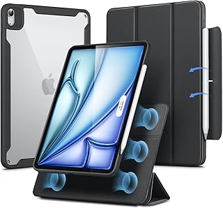 Чехол ESR для iPad Air 11 дюймов M3/M2 (2025/2024), чехол для iPad Air 5-го/4-го поколения (2022/2020) 10,9 дюймов с держателем для стилуса, съемная магнитная крышка, вертикальная подставка, серия Rebound 360, черный.