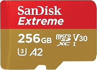 Карта памяти SanDisk Extreme microSDXC UHS-I 256 ГБ с адаптером — до 190 МБ/с, C10, U3, V30, 4K, 5K, A2, Micro SD — SDSQXAV-256G-GN6MA