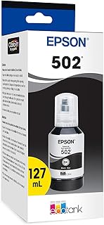Чернила EPSON 502 EcoTank в бутылке сверхбольшой емкости, черные. Совместимы с принтерами ET-2750, ET-2760, ET-2850, ET-3750, ET-3760, ET-3850, ET-4850 и некоторыми другими моделями EcoTank.