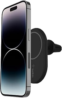 Беспроводное магнитное автомобильное зарядное устройство Belkin MagSafe мощностью 10 Вт - BoostCharge Pro, магнитный держатель для телефона на вентиляционную решетку автомобиля для iPhone 16, iPhone 15, 14 и 13 серии - черное
