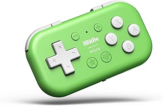 Миниатюрный Bluetooth-геймпад 8Bitdo Micro, карманный контроллер для Switch, Android и Raspberry Pi, поддерживает режим клавиатуры (зеленый).