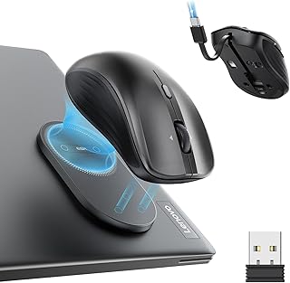 Беспроводная мышь ESR MagMouse Snap-to-Carry Bluetooth, перезаряжаемая мышь для ноутбука со встроенным зарядным кабелем, многоразовый клейкий держатель, подключение BT 5.0 + 2,4 ГГц, бесшумная, эргономичная, черная.