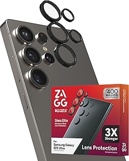 Защитная пленка для объектива камеры Samsung Galaxy S25 Ultra ZAGG Glass Elite с антибликовым покрытием – технология защиты от бликов, максимальная ударопрочность и устойчивость к царапинам, поверхность без отпечатков пальцев, изготовлена ​​из переработанных материалов.