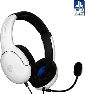 Проводная стереогарнитура PDP AIRLITE для игр, официально лицензирована Sony PlayStation 5, PS5/PS4/PS3/PC, легкие и прочные наушники, аудиоразъем 3,5 мм, микрофон с функцией шумоподавления и функцией отключения звука, цвет «морозно-белый».