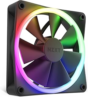 Вентилятор NZXT F120 RGB – 120 мм RGB PWM для ПК – Высокий воздушный поток, низкий уровень шума – Гидродинамический подшипник – Одиночный (требуется контроллер NZXT RGB для программного обеспечения CAM) – 18 светодиодов – Черный