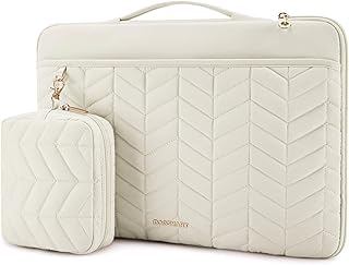 Чехол для ноутбука BAGSMART 13-14 дюймов с ручкой, мягкий чехол-сумка для ноутбука для женщин, портативный чехол для MacBook Air/Pro, совместимый с компьютерами Dell, HP, Lenovo, ASUS, Acer, Huawei, бежевый.