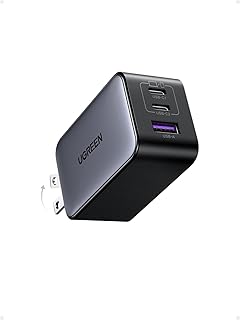 Зарядное устройство UGREEN 65 Вт USB C, быстрое зарядное устройство Nexode с 3 портами GaN Type C, компактный складной адаптер питания для MacBook Pro/Air, Dell XPS, iPhone 16/15, iPad Pro, Galaxy S25, (черный)