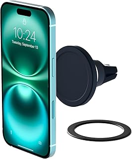 Автомобильный держатель для телефона iOttie Velox MagSafe, совместимый с вентиляционным отверстием. Универсальный магнитный автомобильный держатель для телефона iPhone 12/13/14/15/16 серии и телефонов Android с помощью входящего в комплект магнитного кольца-адаптера.