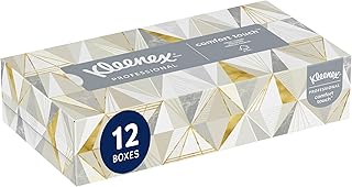 Профессиональные бумажные салфетки Kleenex, оптовая упаковка (03076), двухслойные, белые, в плоской коробке, предназначены для бизнеса, удобный размер (125 салфеток в коробке, 12 коробок, 1500 листов в упаковке).