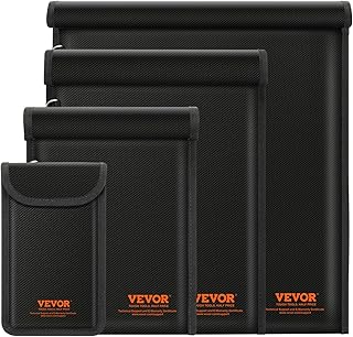 Набор из 4 сумок Фарадея VEVOR для ноутбука (16,9x15 дюймов), планшета (13x10,2 дюймов), телефона (7,87x4,7 дюймов) и радиоприемника (10,6x7,8 дюймов), огнестойкий, блокирующий сигнал, противоугонный и противовзломный.