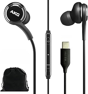 Оригинальные внутриканальные наушники SAMSUNG AKG с разъемом USB Type-C, пультом управления и микрофоном для Galaxy A53 5G, S22, S21 FE, S20 Ultra, Note 10, Note 10+, S10 Plus - плетеные - в комплекте бархатный чехол - черные