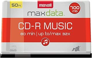 Музыкальный диск Maxell CD-R, только аудио, чистые носители, упаковка из 50 штук (625156)