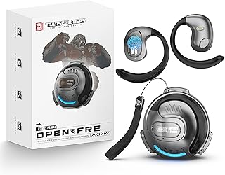 Беспроводные наушники TRANSFORMERS Bluetooth 5.4 открытого типа с заушными креплениями, 60 часов воспроизведения, водонепроницаемость IPX5, два микрофона для четких звонков, для бега и тренировок, TF-T07 Sliver-Optimus Prime