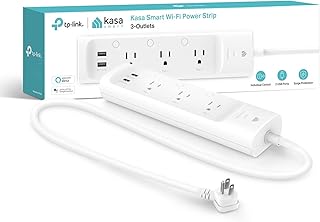 Умный сетевой фильтр Kasa Smart Plug KP303, защита от перенапряжения с 3 индивидуально управляемыми интеллектуальными розетками и 2 USB-портами, совместим с Alexa и Google Home, концентратор не требуется, белый.
