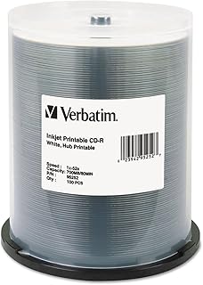 Диски Verbatim CD-R 700 МБ 52X белого цвета для струйной печати и записи — 100 шт. на шпинделе.
