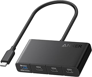 USB-C концентратор Anker, адаптер USB-C на 4 порта USB-C, многопортовый разветвитель USB-C, концентратор USB 3.2 Display Hub с максимальной мощностью PD 100 Вт и максимальной скоростью передачи данных 10 Гбит/с для MacBook Pro, iPad, Surface Pro, Dell и других устройств.