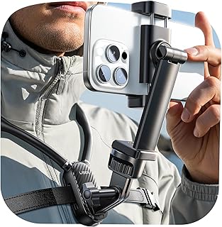 Держатель для телефона LISEN на шею, крепление на грудь для GoPro для видеосъемки [Обновление 2025 года №1] Держатель для телефона, видеозапись для iPhone, Samsung, телефонов 4-7 дюймов, камер AKASO/Go Pro/Insta360X5/DJI360 и других экшн-камер