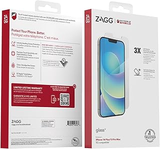 Защитная пленка ZAGG InvisibleShield Glass+ для iPhone 14 Plus/ 13 Pro Max — 3-кратная защита от разбития, высокая устойчивость к царапинам, маслостойкость, усиленные края, простая установка.