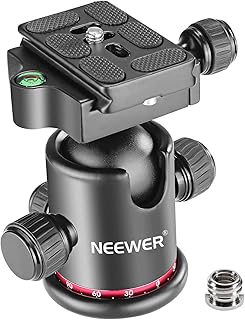 Профессиональная металлическая шаровая головка Neewer с вращением на 360 градусов, быстросъемной площадкой 1/4 дюйма и пузырьковым уровнем, выдерживает нагрузку до 17,6 фунтов/8 килограммов, подходит для штатива, монопода, слайдера, зеркальной фотокамеры и видеокамеры.