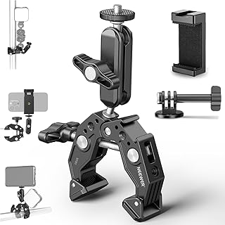 NEEWER Super Clamp с 3-дюймовой двойной шаровой головкой, шарнирным креплением, резьбой 1/4 дюйма, адаптером для крепления телефона/экшн-камеры на настольный штатив, трубчатую перекладину, карданный подвес, совместимый с SmallRig GoPro DJI, ST83