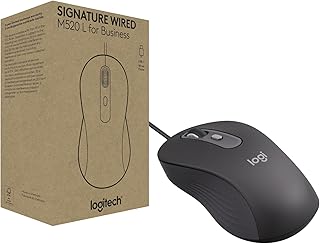 Logitech Signature Wired M520 L для бизнеса, оптическая проводная мышь, USB-C Plug-and-Play, Windows/Mac/Chrome/PC/ноутбуки - графитовый цвет.