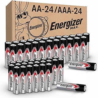 Набор батареек Energizer AA и AAA, 48 штук, содержит 24 батарейки типа AA (максимум) и 24 батарейки типа AAA (максимум).