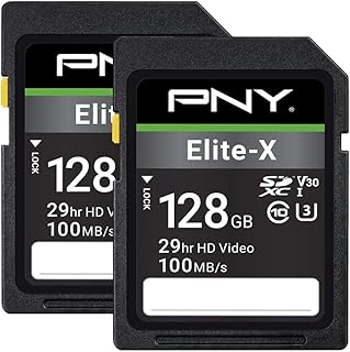 Флеш-карта PNY Elite-X Class 10 U3 V30 SDXC 128 ГБ - 100 МБ/с, Class 10, U3, V30, 4K UHD, Full HD, UHS-I, Full Size SD (комплект из 2 штук)
