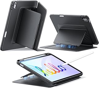 Чехол ESR для iPad (A16) 11-го поколения (11 дюймов, 2025 год), чехол для iPad 10-го поколения (10,9 дюймов, 2022 год), чехол с вертикальной подставкой, несколько углов наклона подставки, сверхпрочный чехол с держателем для стилуса, серия Flip, черный.