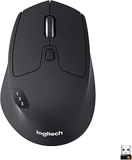 Беспроводная мышь Logitech M720 Triathlon, Bluetooth, USB-приемник Unifying, 1000 DPI, 6 программируемых кнопок, 2 года работы от батареи, совместима с ноутбуком, ПК, Mac, iPadOS — черная.