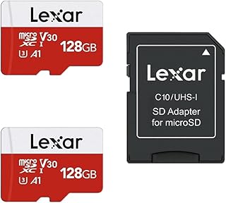 Комплект из 2 карт памяти Lexar E-Series Micro SD 128 ГБ, microSDXC UHS-I с адаптером, 100 МБ/с, C10, U3, A1, V30, Full HD, 4K UHD, высокоскоростная TF-карта.