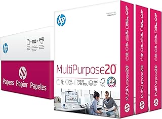 Бумага для принтера HP | Формат 8,5 x 11 дюймов | Универсальная, плотность 20 фунтов | Упаковка из 3 пачек - 1500 листов | Яркость 96 | Сделано в США - сертифицировано FSC | 112530C