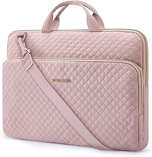 Чехол для ноутбука BAGSMART 15,6 дюймов, совместимый с MacBook Pro 16 дюймов, HP, Dell, Acer Aspire, Asus, легкая сумка для ноутбука для женщин с плечевым ремнем, карманом и ручкой, розовый.