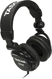 Профессиональные студийные мониторные наушники TASCAM TH-02, проводные, накладные — для записи, подкастов, диджеинга, музыки и гитары, с адаптером 1/4 дюйма.