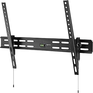 Настенное крепление для телевизора Amazon Basics Heavy-Duty с наклоном, подходит для телевизоров от 37 до 80 дюймов, весом до 120 фунтов, черное.
