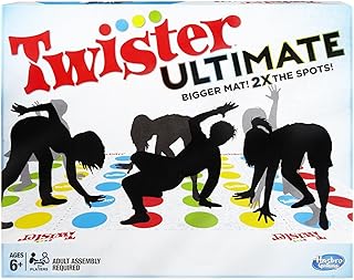 Игровой коврик Hasbro Gaming Twister Ultimate: увеличенный размер, больше цветных точек, семейная игра, игра для детских вечеринок, возраст 6+; совместим с Alexa (эксклюзивно на Amazon).