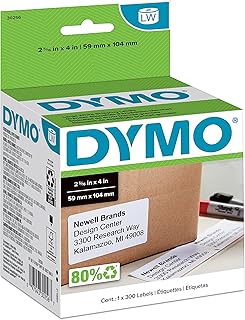 Оригинальные большие транспортные этикетки DYMO LW. Этикетки DYMO для принтеров этикеток LabelWriter. Печать адресов до 6 строк. Размер 2-5/16" x 4". 1 рулон 300 штук.