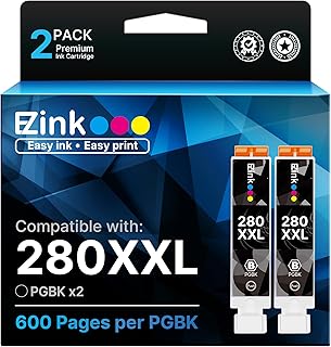 Сменные картриджи E-Z Ink для принтеров Canon PGI-280XXL, совместимые с принтерами PIXMA TR7520 TR8520 TS6120 TS6220 TS8120 TS8220 TS9120 TS9520 TS9521C (2 шт. в упаковке).