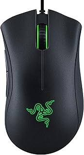 Игровая мышь Razer DeathAdder Essential: оптический сенсор 6400 DPI, 5 программируемых кнопок, механические переключатели, резиновые боковые накладки, классический черный цвет.