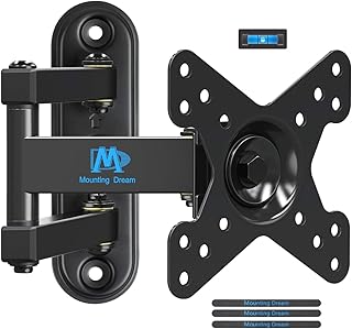 Кронштейн для настенного крепления монитора Mounting Dream UL Listed Full Motion Monitor Wall Mount TVs Bracket для плоских LED и LCD телевизоров с диагональю экрана от 10 до 26 дюймов, с поворотным шарнирным кронштеном, поддерживает стандарт VESA до 100x100 мм и нагрузку до 15 кг (MD2463)