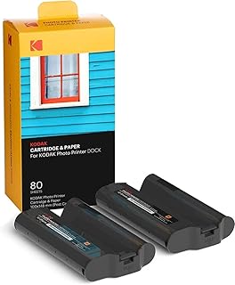 Картридж для фотопринтера KODAK Dock Plus & Dock Photo PHC-80 – сменный картридж и фотобумага – упаковка из 80 штук.