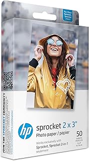 Фотобумага HP Sprocket Premium Zink с клейкой основой, размер 2x3 дюйма (50 листов). Совместима с фотопринтерами HP Sprocket.